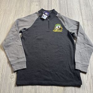 Oregon Ducks 1/4 Zip Fleece Pullover Men’s Med 2 Tone Gray Logo Captivating New